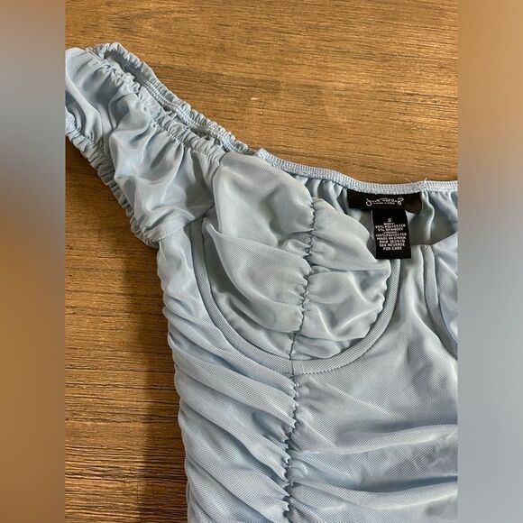 Light blue fitted ruched crop top - Picture 5 of 5